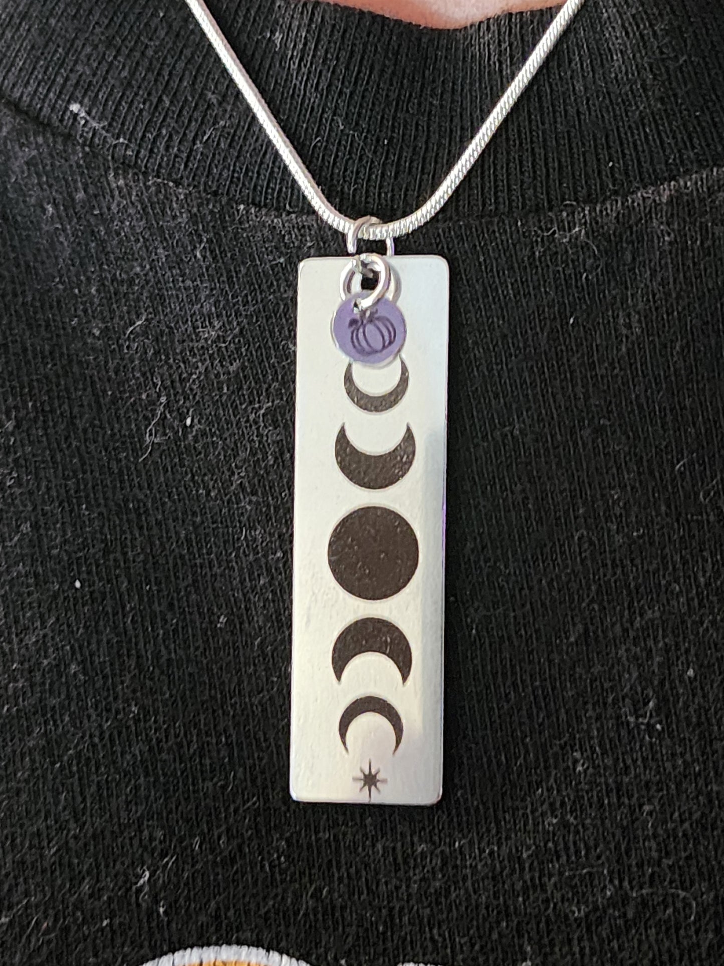 Moon phases quote necklace