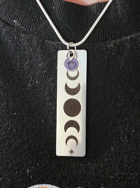 Moon phases quote necklace