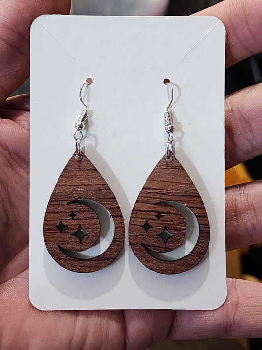 Moon and Star Teardrop Earrings