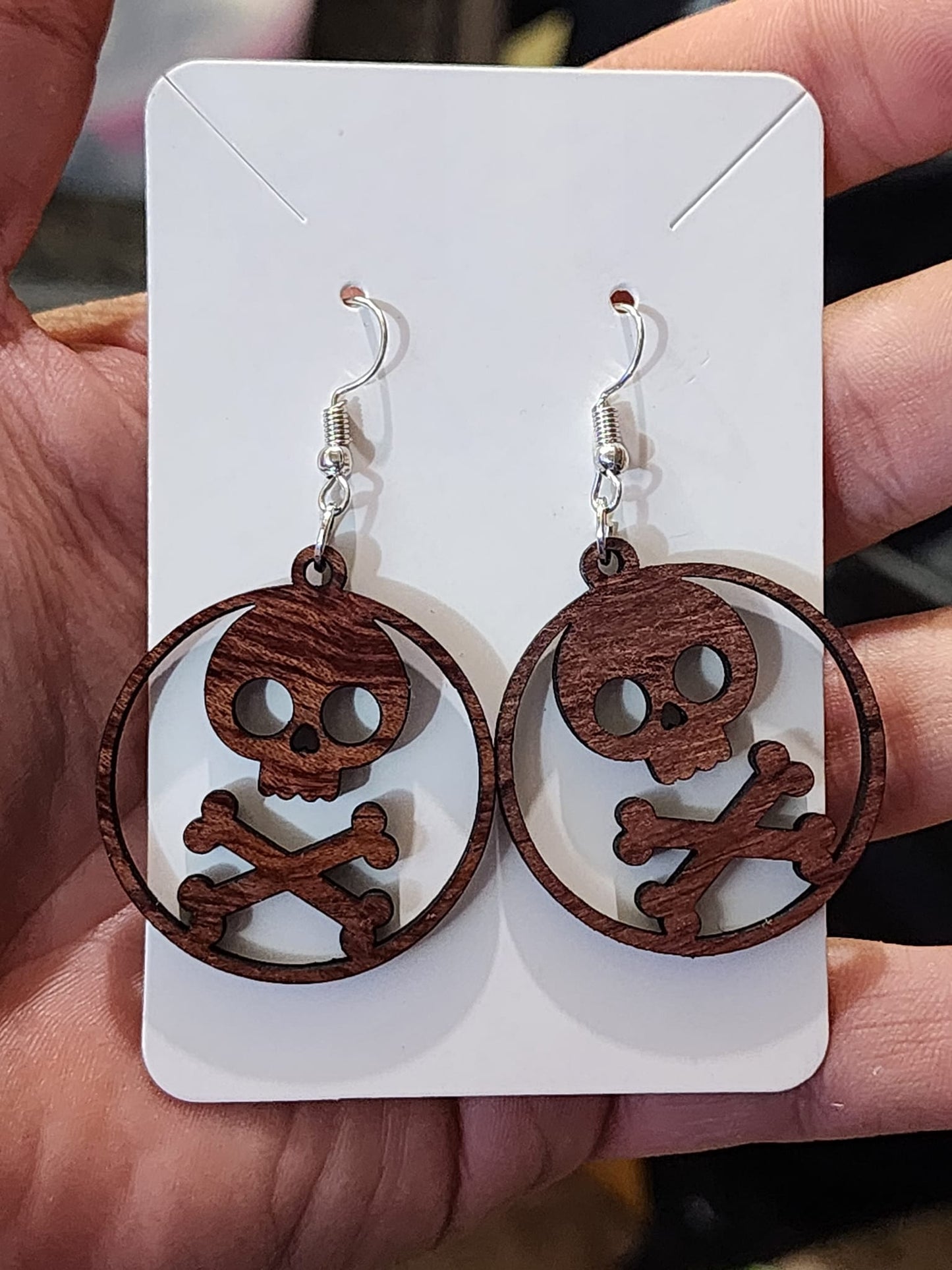 Skull and Crossbones Round Earrings