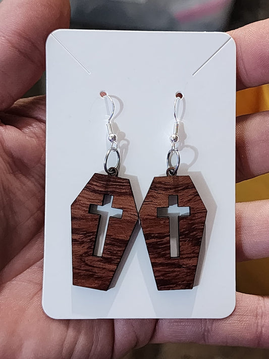 Cross and Casket Earrings